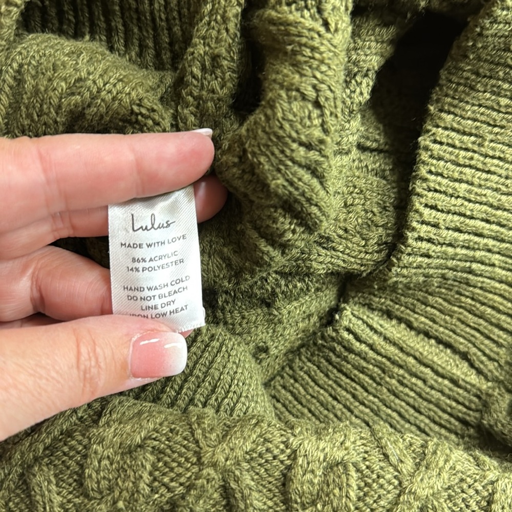 Fresh Perspective Olive Green Knit Turtleneck Sweater Dress - Picture 9 of 9